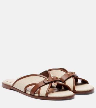 Gianvito Rossi Leather-trimmed canvas slides