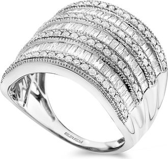 Effy 14K White Gold Diamond Baguette Wave Band Ring in 14K Gold at Nordstrom, Size 7