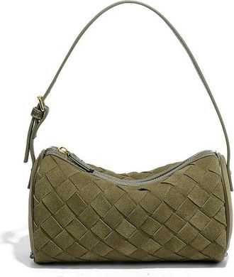 Generic JCVBN autumn and winter matte leather cylinder woven shoulder underarm bag hand carry outdoor camera bag