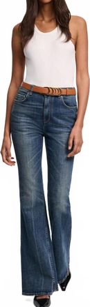 Dorothee Schumacher Leather Patch Flare Jeans In Blue