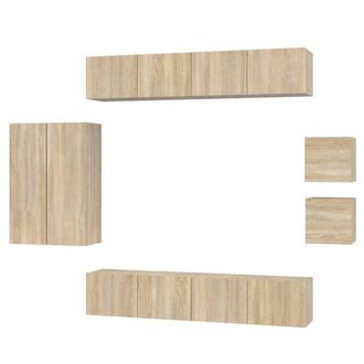 Berkfield Home 8 Piece TV Cabinet Set Sonoma Oak Engineered Wood in Light Brown
