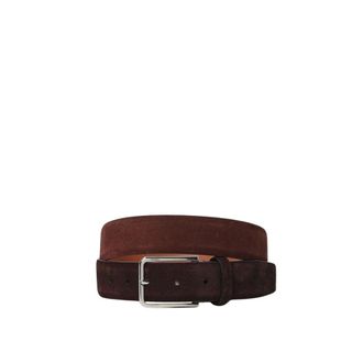 Santoni Accessoires, Heren, Bruin, ONE Size, Leer, Suede Leren Riem Klassieke Gesp