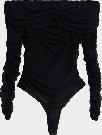 L'agence Poppie Gathered Off-Shoulder Bodysuit