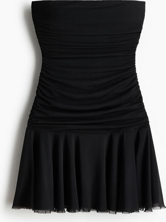 H&M Bandeau-Kleid mit Raffungen - Schwarz