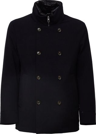 Montecore Double-Breasted Peacoat With Two-Way Zip And Logo Buttons