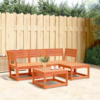 vidaXL Juego De Muebles Jard&iacute;n 4 Pzas Madera Maciza Pino Marr&oacute;n Cera Vidaxl