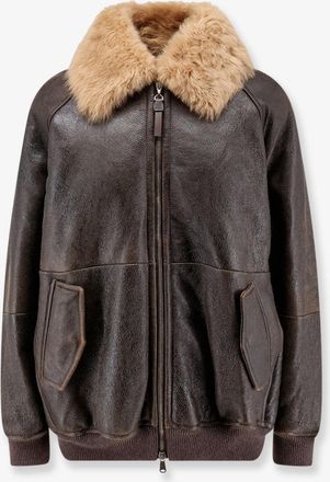 Brunello Cucinelli Giubbino in pelle con interno in montone - BRUNELLO CUCINELLI - gender_Woman