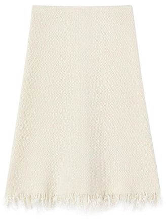 Jil Sander A-line frayed-detail skirt - women - Silk/Viscose/Fabric - 32 - White