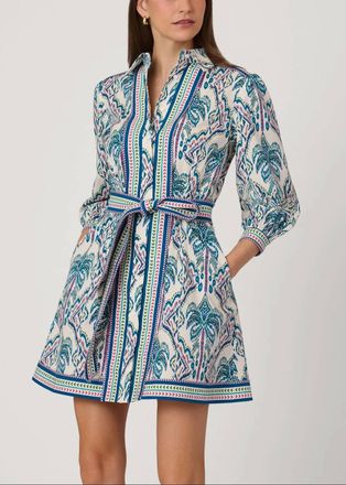 Shoshanna Vesey Mini Dress In Ivory/blue Multi