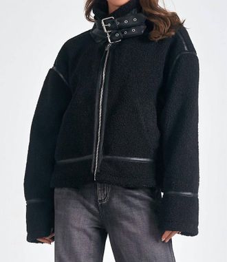 Elan Sherpa Bomber Jacket In Black