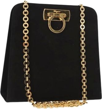 Ferragamo Pre-owned Clutches, female, Black, Size: ONE SIZE Pre-owned Suede Shoulder Bag