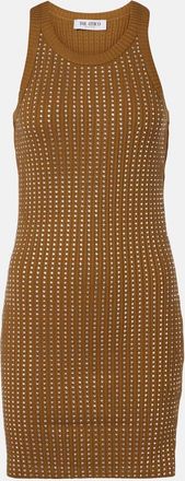 The Attico Abito corto in jersey di cotone con cristalli