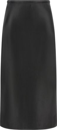 Co Lamb Leather Midi Womens Skirt