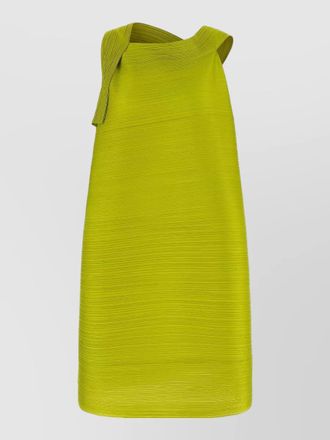 Pleats Please Issey Miyake asymmetric basket dress sleeveless pleated design
