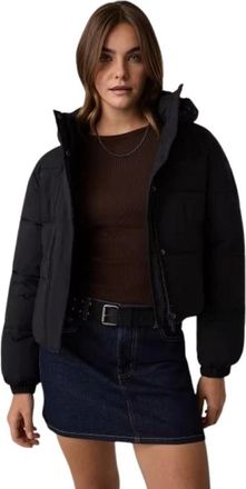 Guess Cropped Puffer Jacket - Dames - Winterjassen - Zwart - M - Leer - Jassen