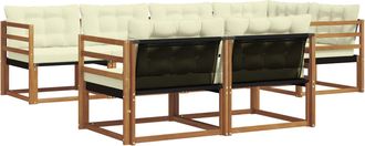 vidaXL Conjunto De Sof&aacute;s De Exterior 7 Uds. Natural Y Crema Vidaxl