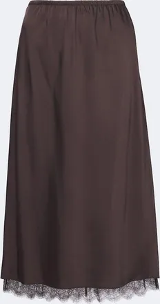 Vince Lace-trimmed satin midi skirt