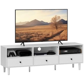 HOMCOM TV Unit - TV Cabinet for up to 75 - with Drawers - Shelves - White | TJ Hughes