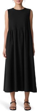 Eileen Fisher Sleeveless Organic Cotton Midi Dress in Black at Nordstrom Rack, Size Large