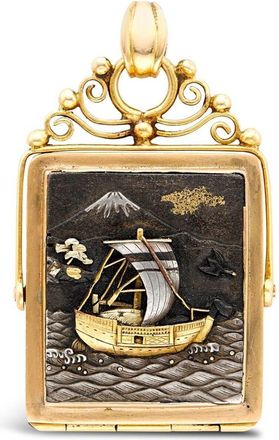 Pragnell Victorian Japanese Shakudo locket pendant - women - 18kt Yellow Gold - One Size