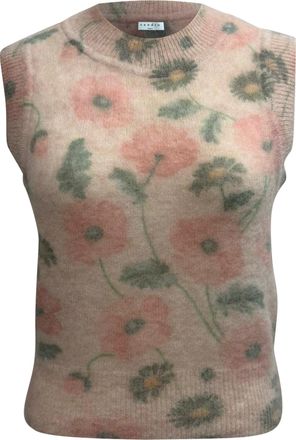 Sandro Sandro Knitted Floral-Print Vest Sweater in Multicolor Wool