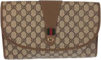 Gucci Pre-owned PVC Lederen Clutch Tas - Heren - Vintage Clutch - Bruin - ONE Size - Leer - Vintage