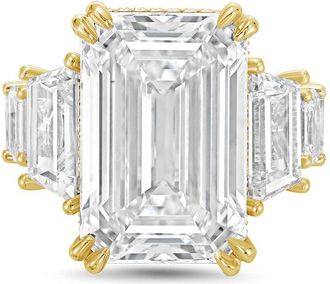 Diana M. Jewels 18kt Yellow gold Lab grown 15ct Emerald Cut Diamond hidden halo fashion ring