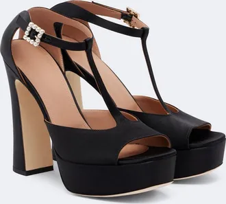 Malone Souliers Nomi embellished satin platform sandals