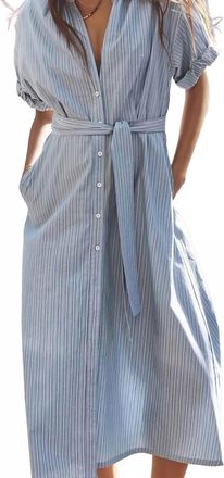Xirena Liora Midi Dress In Chambray Teal Stripe