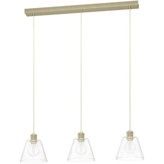 Eglo Lampadario A Sospensione Vintage Copley Acciaio Oro Vetro 3 Luci E27