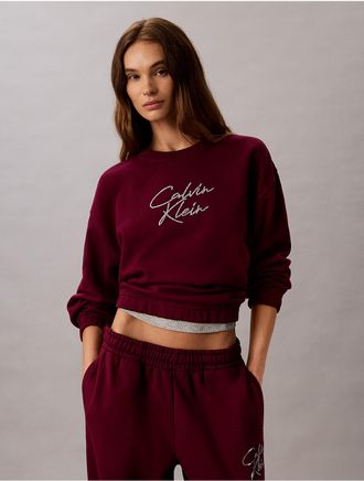 Calvin Klein Jeans Calvin Klein Womens Sequin Script Logo Sweatshirt - Purple - XL