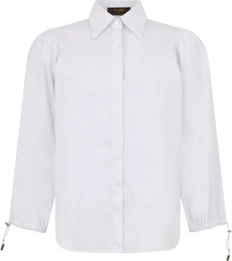 Moorer Heren shirt met elastische manchetten - Dames - Overhemden - Wit - XS - Polyester - Overhemden
