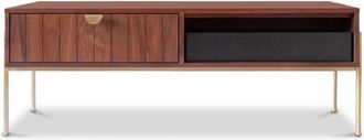PIB Mesa de centro elevable de madera oscura y metal dorado