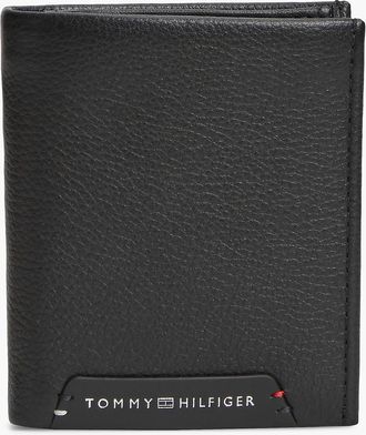 Tommy Hilfiger Mens Pebbled Leather Trifold Wallet - Black