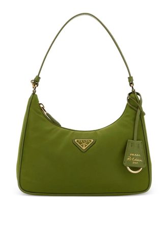 Prada logo plaque satchel cross body bag - Green