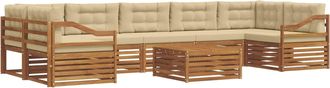 vidaXL Conjunto De Sof&aacute;s De Exterior 8 Uds. Natural Y Beige Vidaxl
