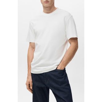 Mango Regular Fit Medium Weight Cotton T-Shirt in Off White at Nordstrom, Size Xx-Large
