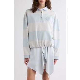 Acne Studios Stripe Polo Sweatshirt in Light Blue/grey at Nordstrom, Size X-Small