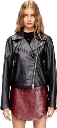 Diesel Biker jacket in waxed leather - Leather jackets - Woman - Black
