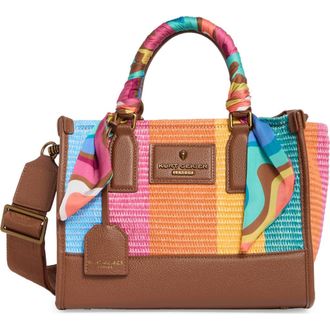 Kurt Geiger Small Chiswick Raffia Tote in Brown/Rainbow at Nordstrom Rack