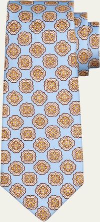 Kiton Mens Medallion Silk 7-Fold Tie
