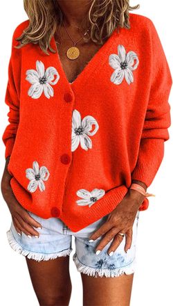 Generic Womens Cardigan Elegant - Plain Long Sleeve Tops Comfortable Plus Sizes Coat UK 3/4 Batwing Sleeve Cardigans Knitted Tie Up/Button Shrug Top Jumpers B