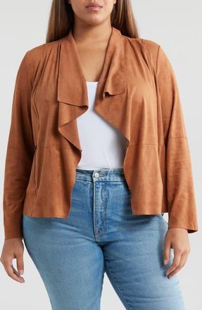 Bagatelle Drape Front Faux Suede Jacket in Sienna at Nordstrom, Size 2X