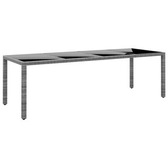 vidaXL Vidaxl - Mesa Jard&iacute;n Vidrio Templado Rat&aacute;n Sint&eacute;tico Gris 250x100x75 Cm