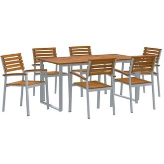 vidaXL Conjunto De Comedor De Jard&iacute;n 7 Pcs Gris Y Marr&oacute;n Vidaxl