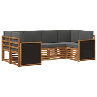 vidaXL Conjunto De Sof&aacute; Seccional Con Coj&iacute;n 5 Pcs Natural Y Antracita Vidaxl