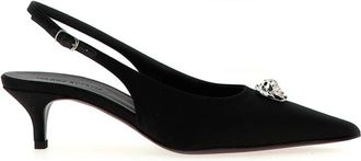 Magda Butrym Silk Satin Slingback Pump - Dames - Pumps - Zwart - 37 1/2 EU - Satijn - Schoenen