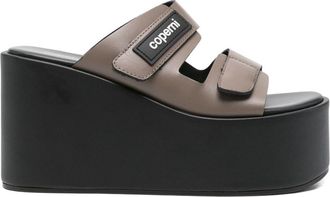 Coperni Womens Patch Wedge Sandal - Grey Leather - Size EU 38