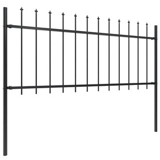Berkfield Home Garden Fence with Spear Top Steel 15.3x0.8 m Black