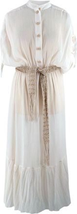 Zimmermann Zimmerman White Sheer Freja Midi Shirt Dress Size M